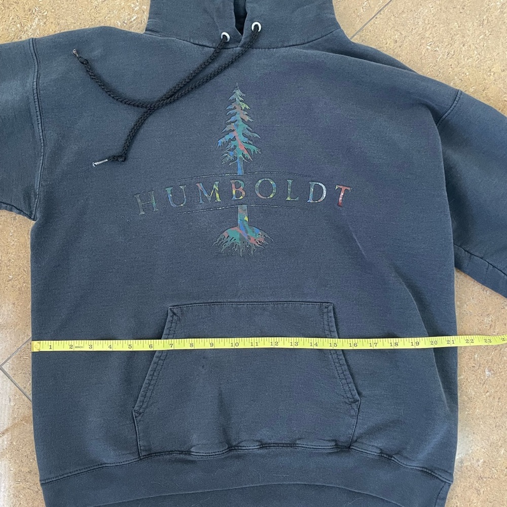 Hanes ‘HUMBOLDT’ Charcoal Gray Hoodie with Tree Design - Picture 3 of 7
